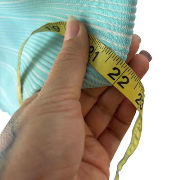 Vintage 60s Blue White Ribbed Long Jacket Medium - Picture 11 of 13